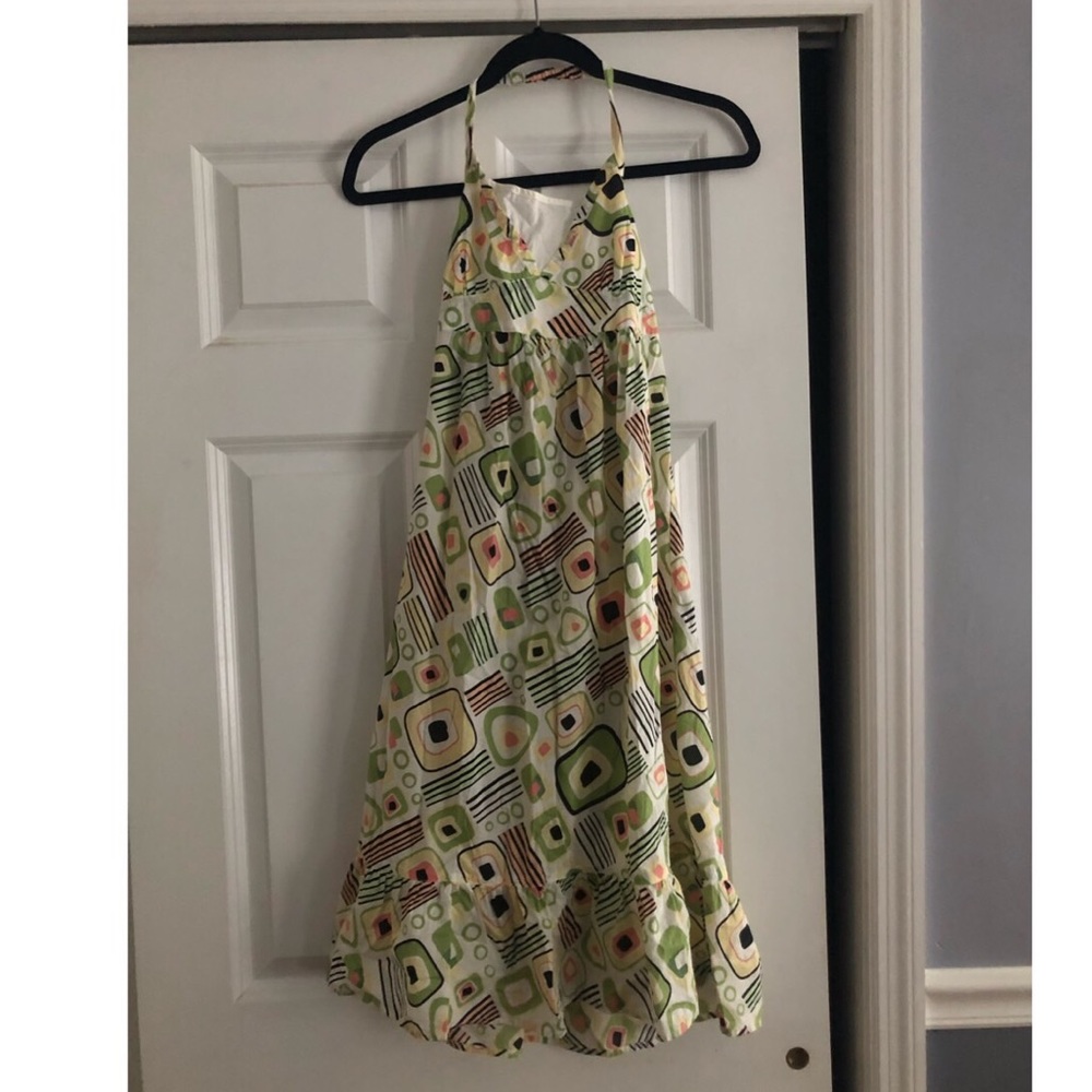 Kids Geometrical Green Halter Sundress